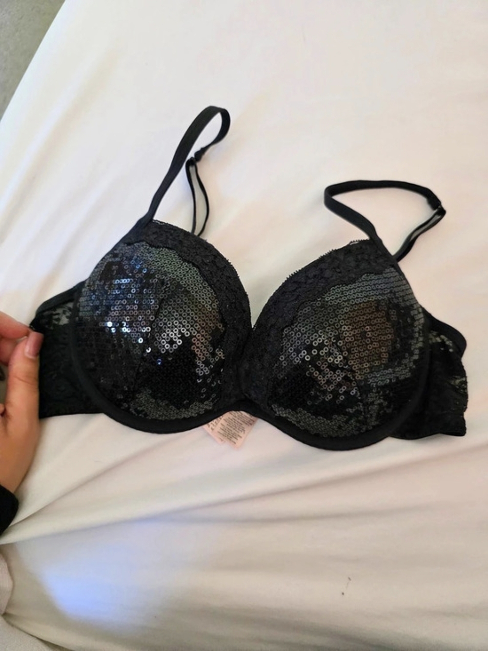 La Senza Black Sequin Bra Size 32C